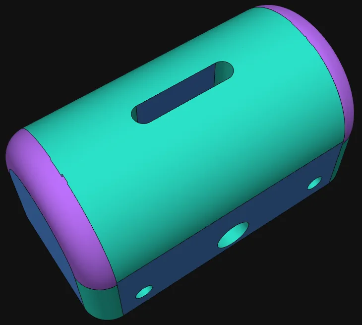 The same lid after extending: one continuous cylinder face